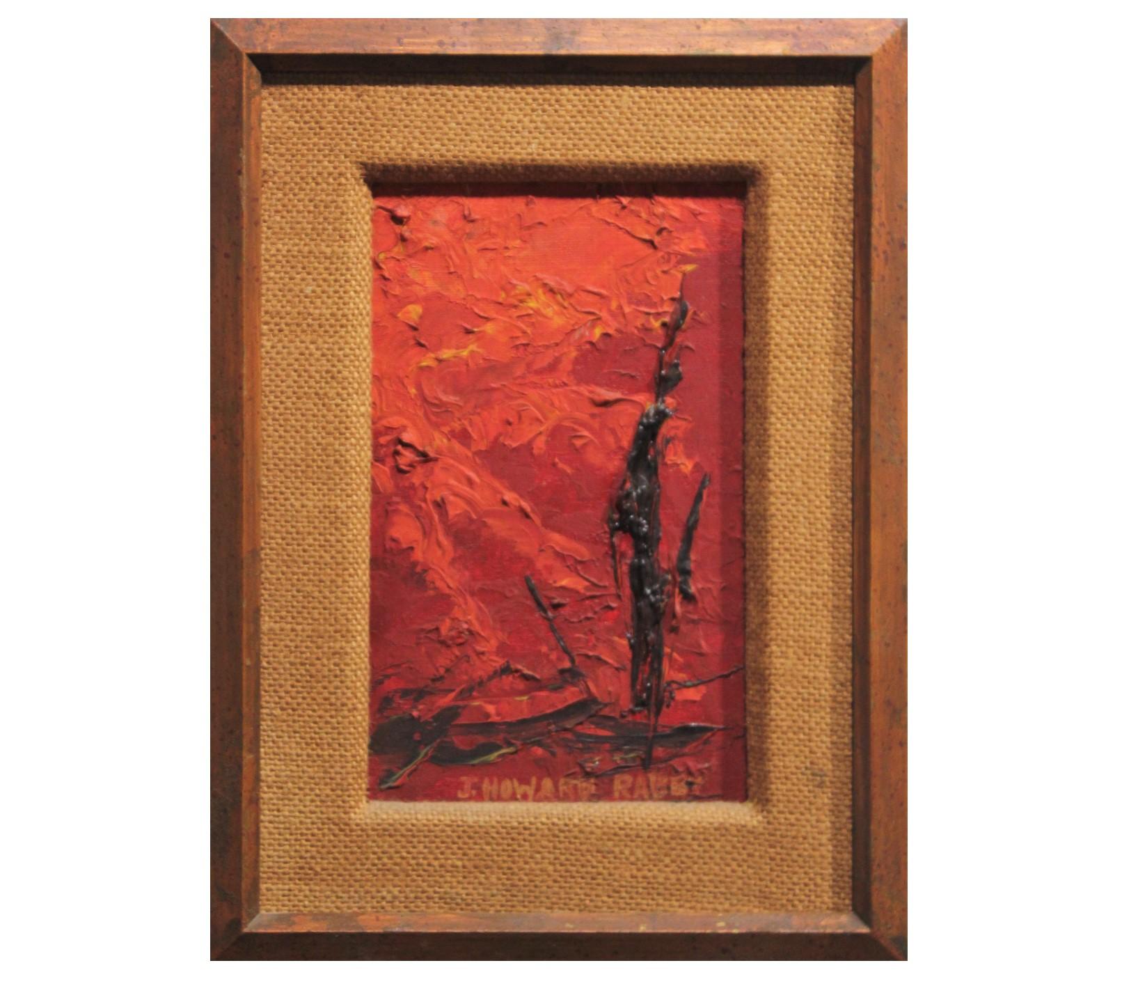 Jim Rabby Abstract Painting - "Cast of the Sun" Early Small Abstract Textured Painting