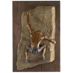 Jim Rennert, Bronze Wall Sculpture of a Rock Climber