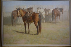 Jim Rey b.1938. CA/CO artist. Oil on canvas, "A Tough Position" 18 x 24