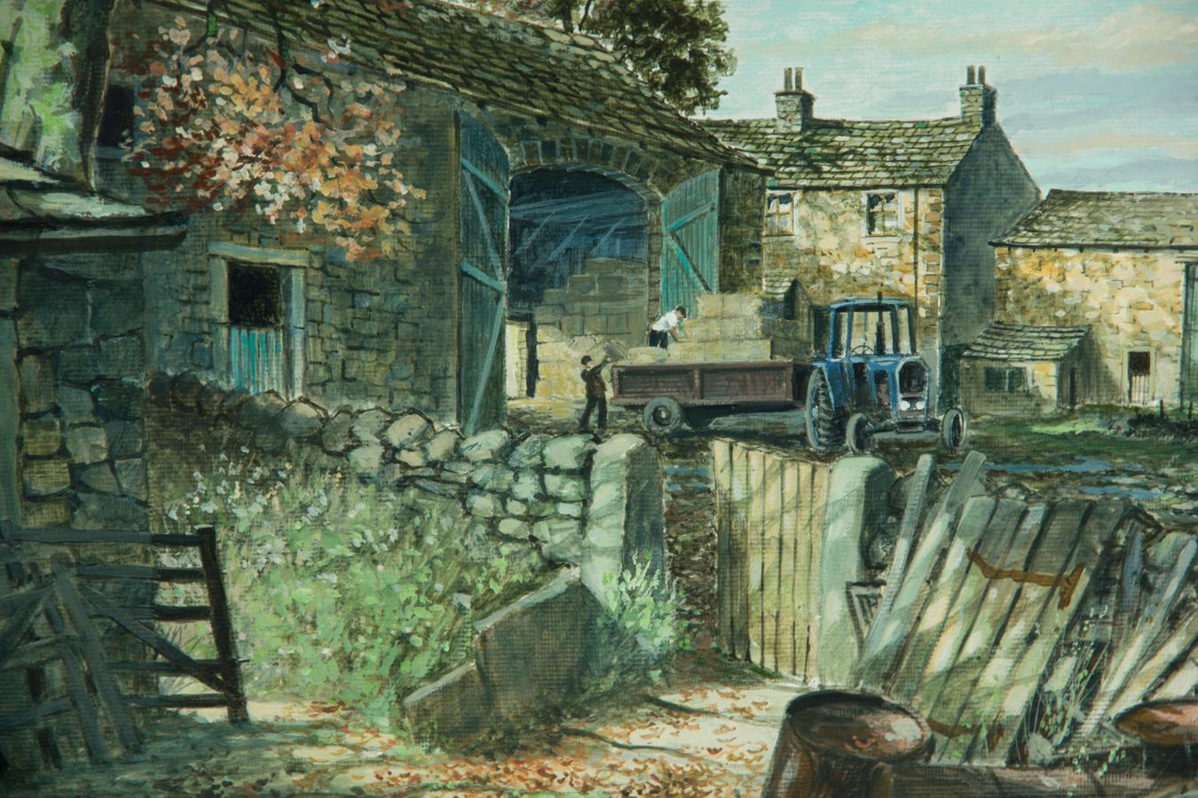 Jim Robinson - Signed and Framed 20th Century Acrylic, Farmyard Landscape For Sale 1