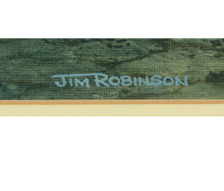 Jim Robinson – signiertes und gerahmtes englisches Ölgemälde, Bauernhof-Landschaft, 20. Jahrhundert 6