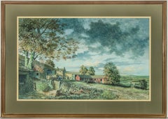 Jim Robinson – signiertes und gerahmtes englisches Ölgemälde, Bauernhof-Landschaft, 20. Jahrhundert