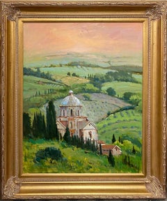 Abbey près de Montepulciano,  Paysage italien impressionniste original 30x24
