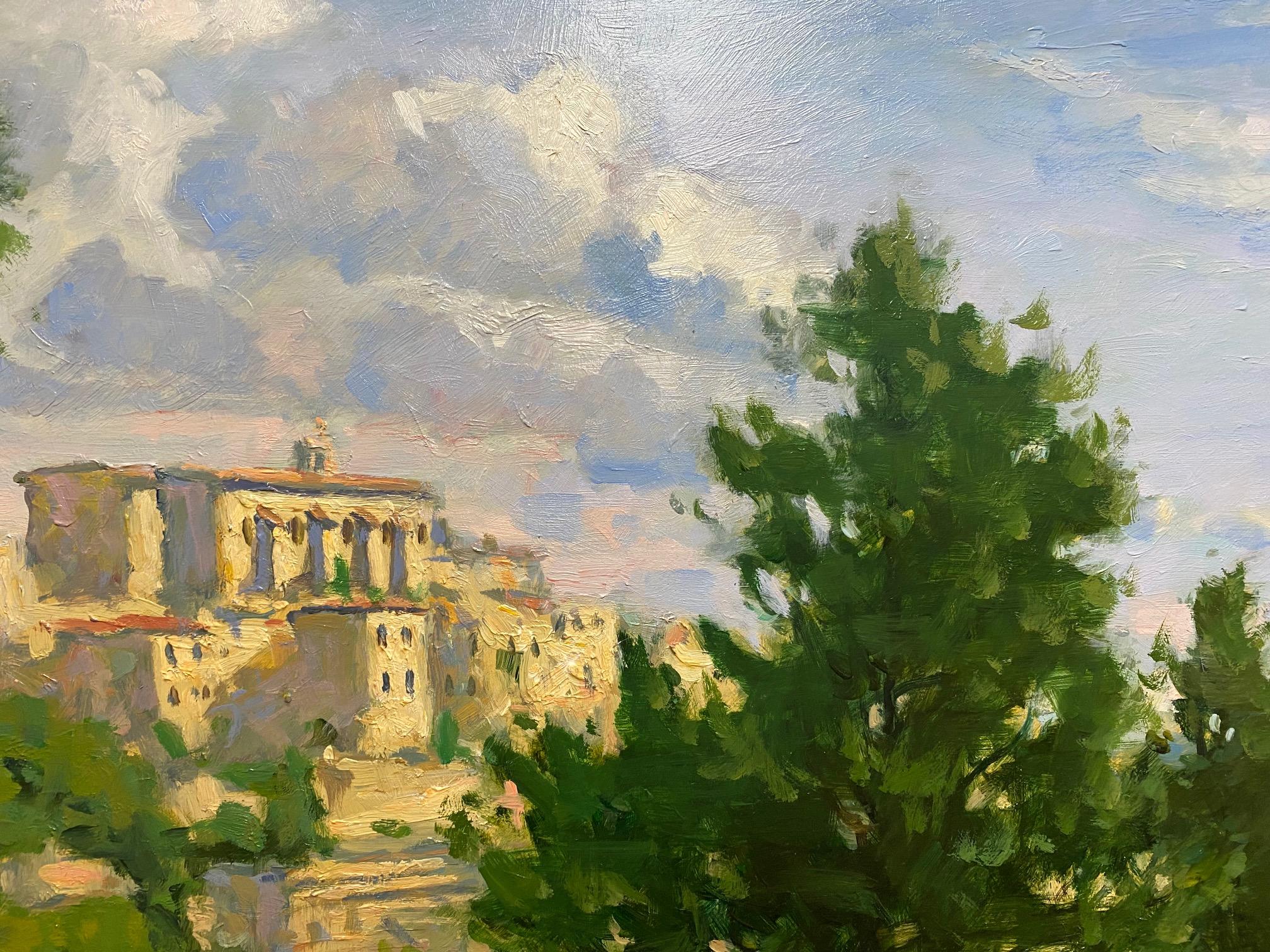 Afternoon in Gordes, original French Impressionist landscape For Sale 1