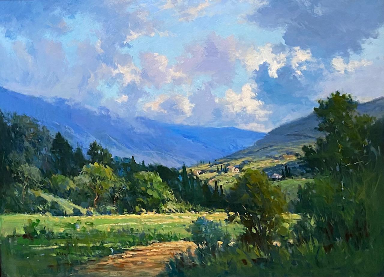 Afternoon Near Florence, original 30x40 Italian impressionist landscape - Painting by Jim Rodgers