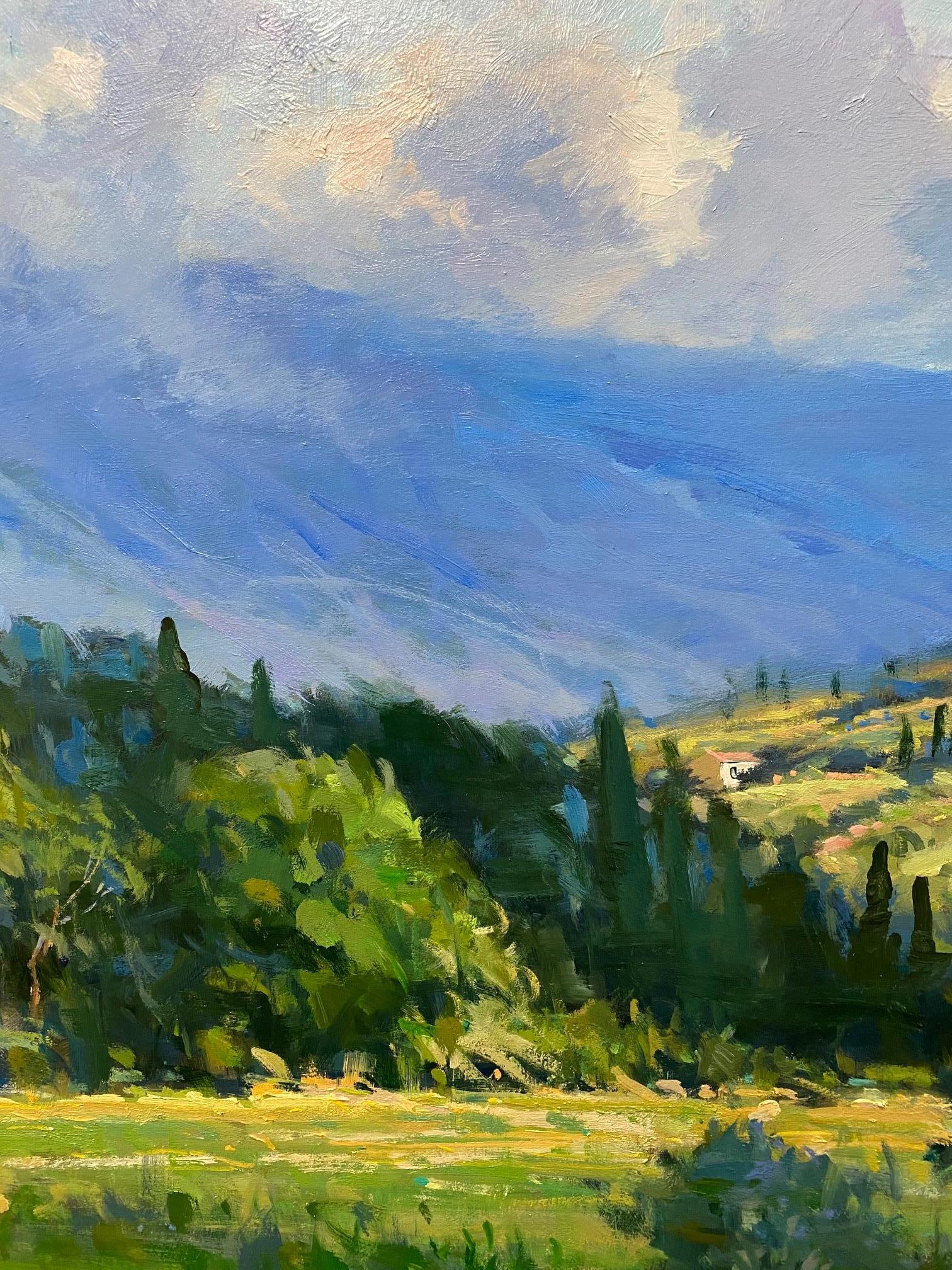 Afternoon Near Florence, original 30x40 Italian impressionist landscape 1