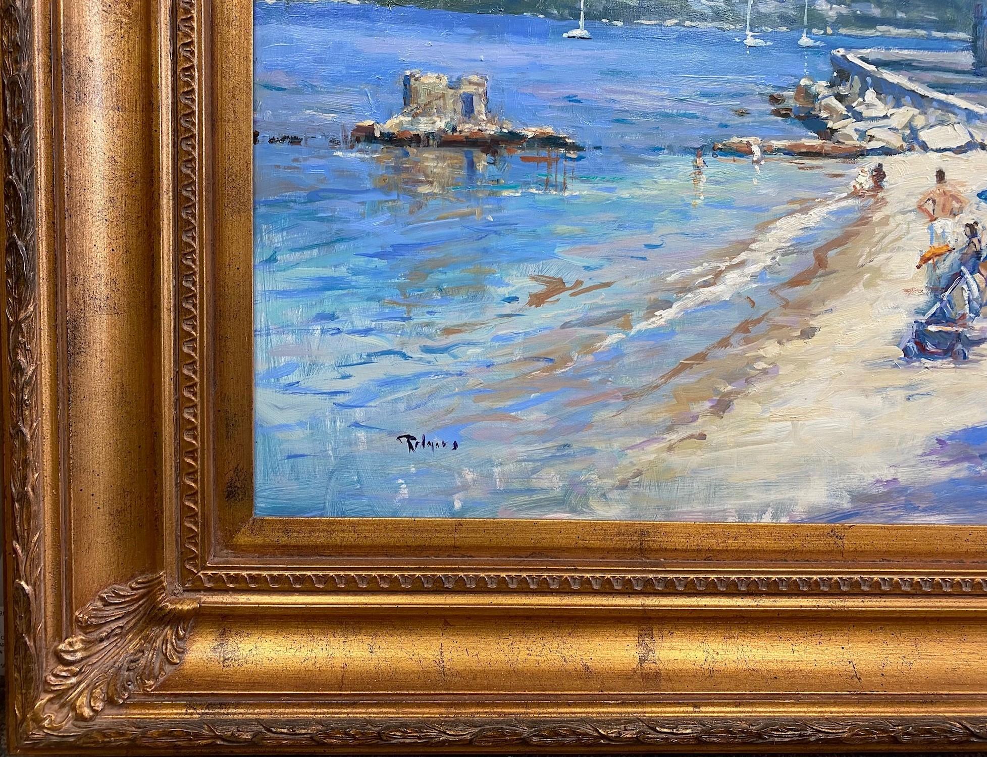 Cap d'Antibes Cove, 24x30 original French impressionist marine landscape 3