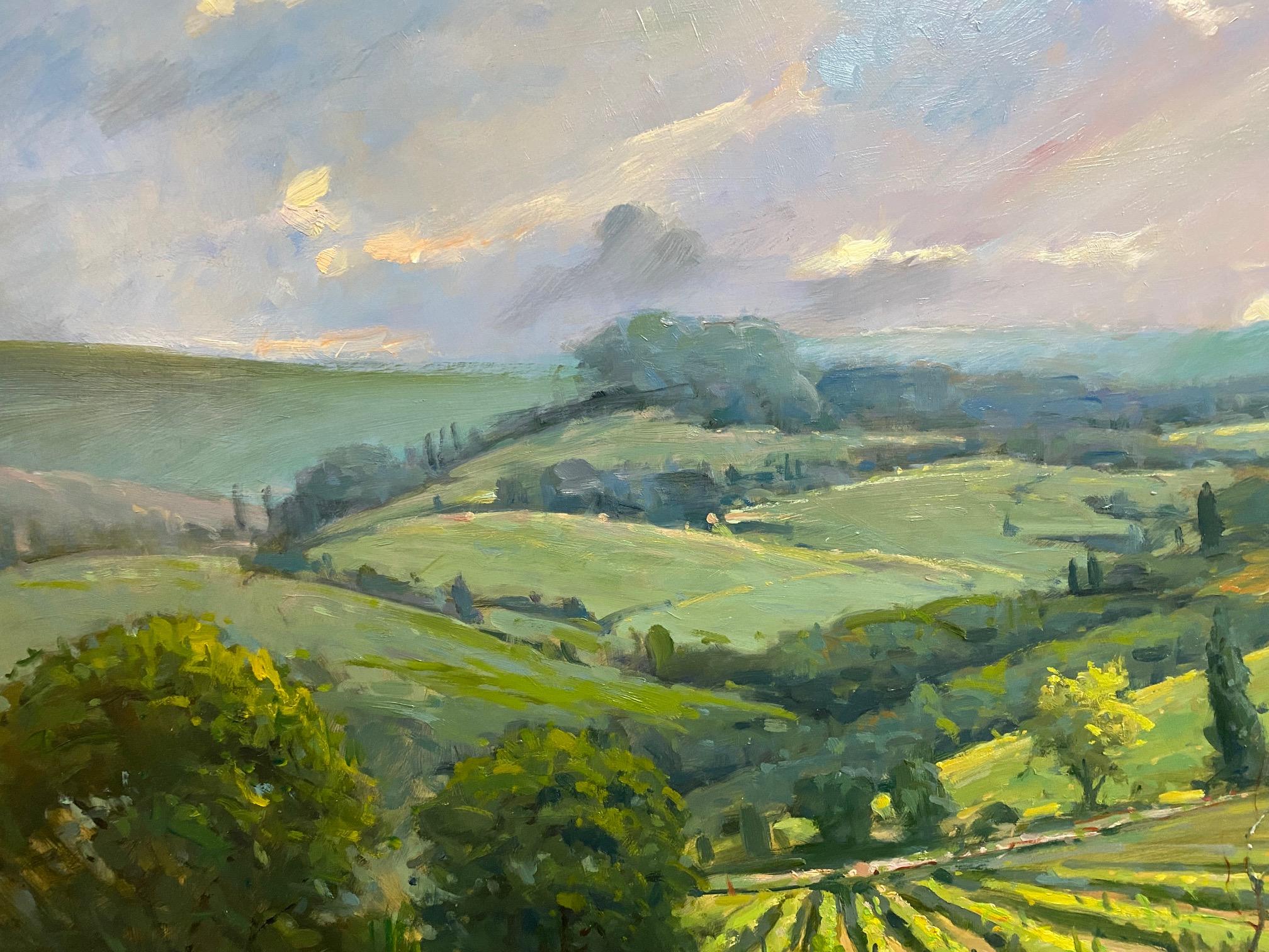 Chianti Vineyards, original 24x30 Italian vineyard landscape - Impressionist Painting by Jim Rodgers