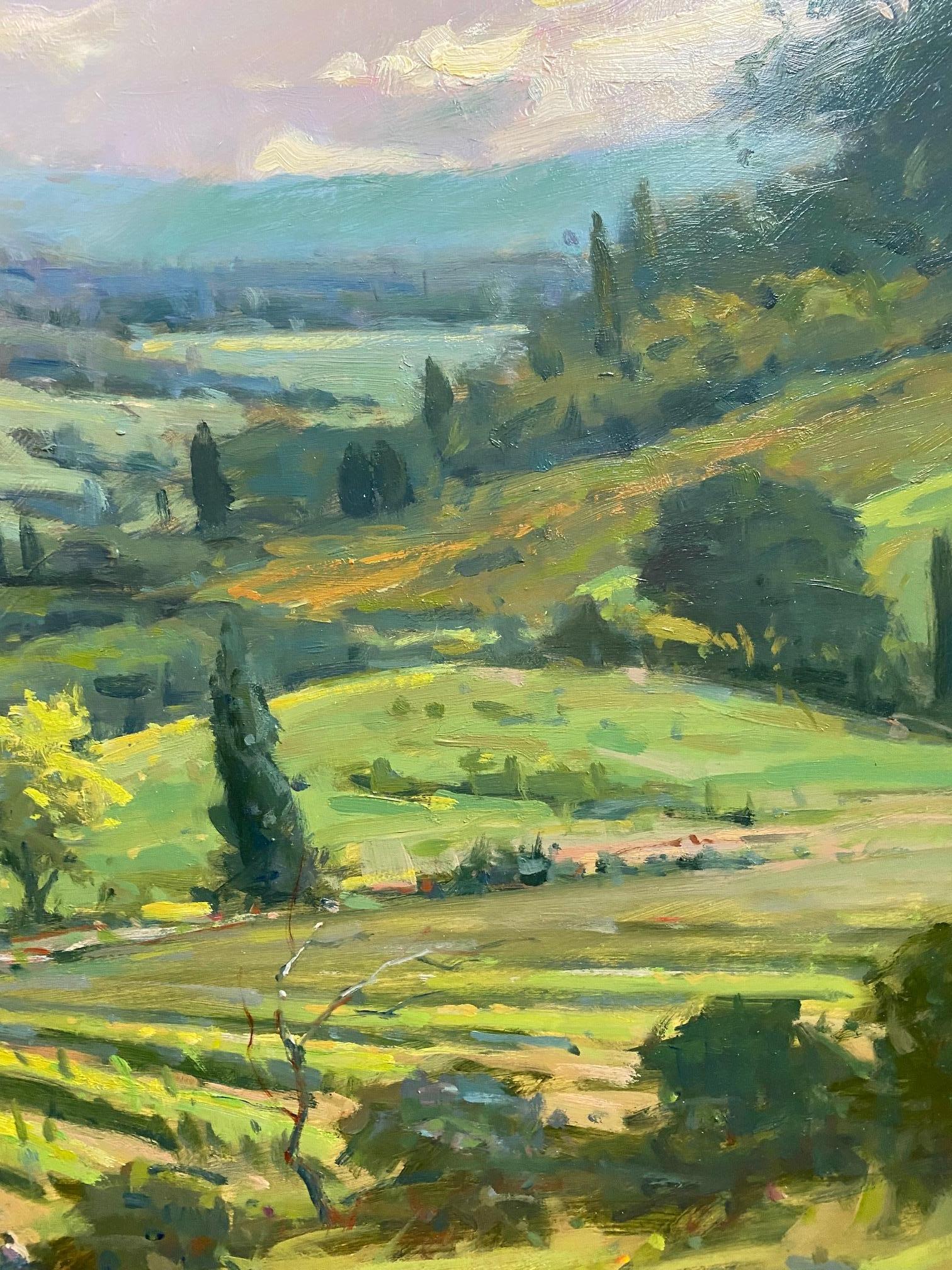 The inviting warmth, history and beauty of the Chianti region of Italy  is recreated by master impressionist Jim Rodgers.  After numerous visits to the Italian vineyards of Tuscany, Umbria and others in northern and central Italy, Rodgers has
