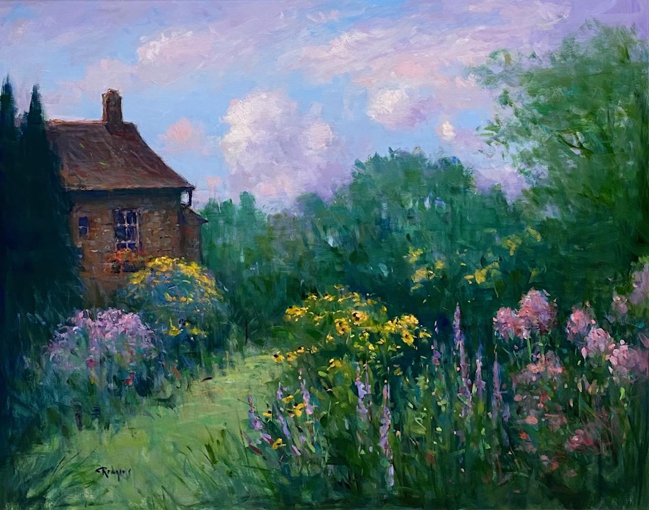 English Garden, original 24x30 impressionist landscape - Painting by Jim Rodgers
