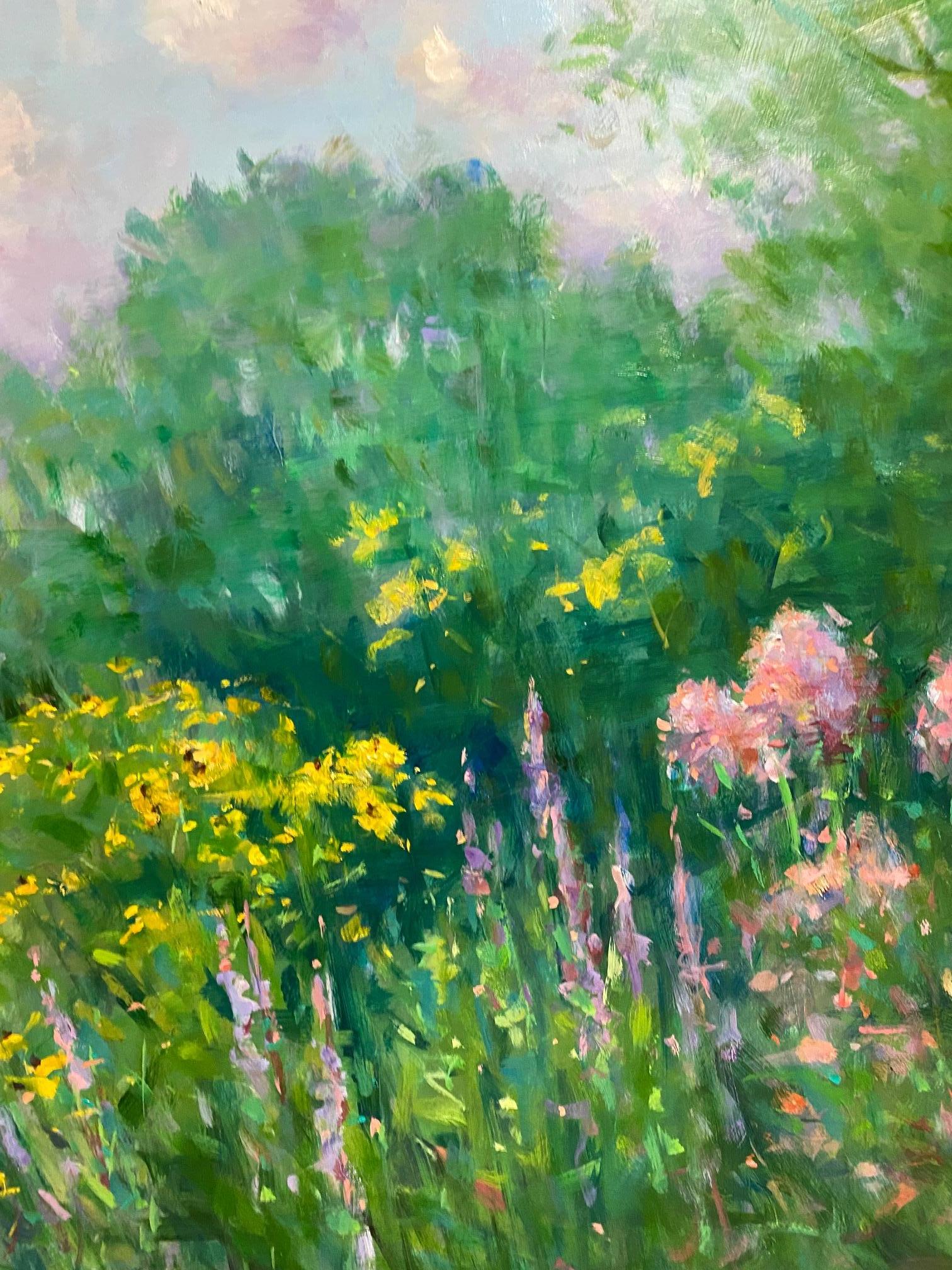English Garden, original 24x30 impressionist landscape - Impressionist Painting by Jim Rodgers