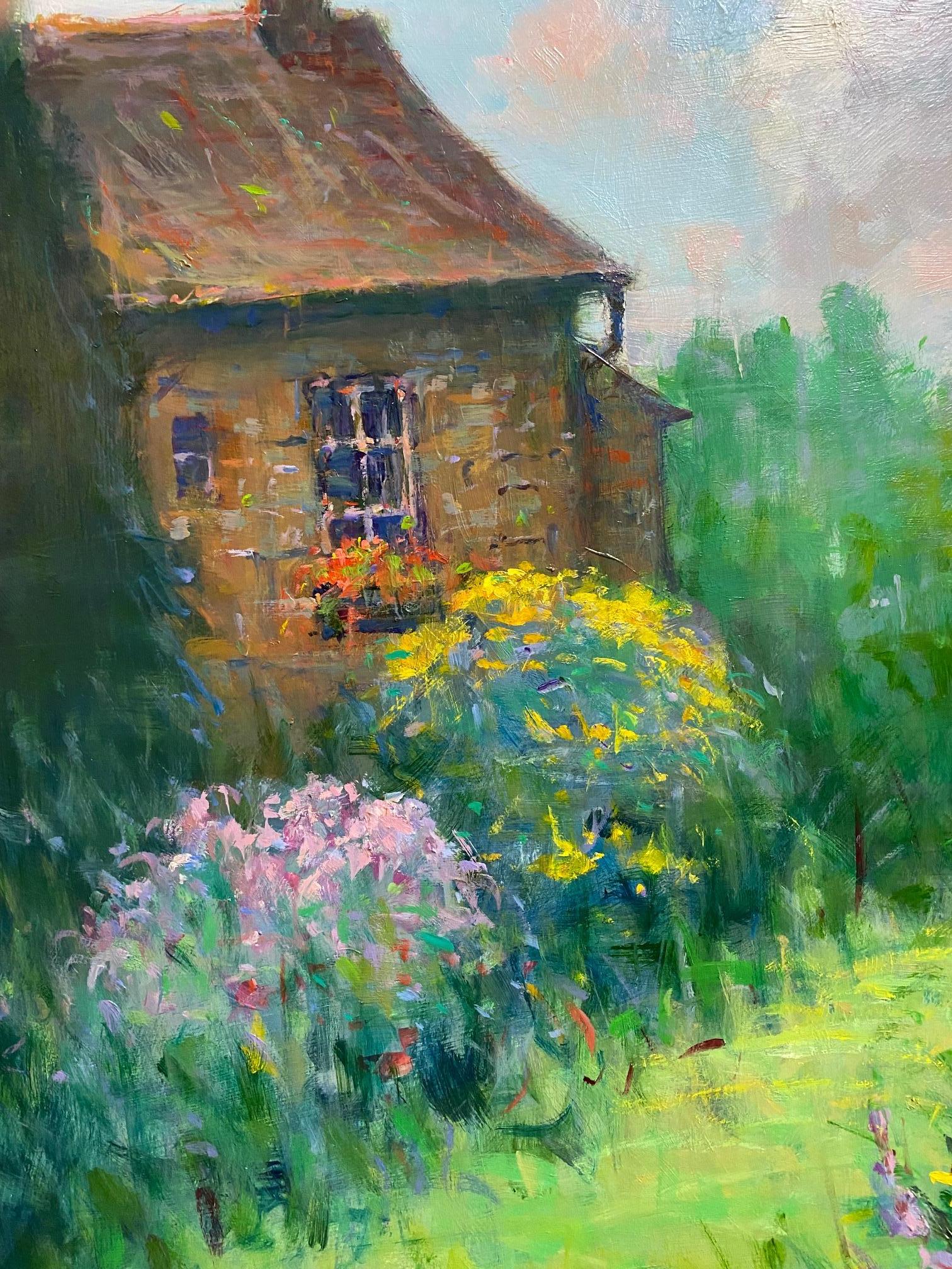 English Garden, original 24x30 impressionist landscape For Sale 3