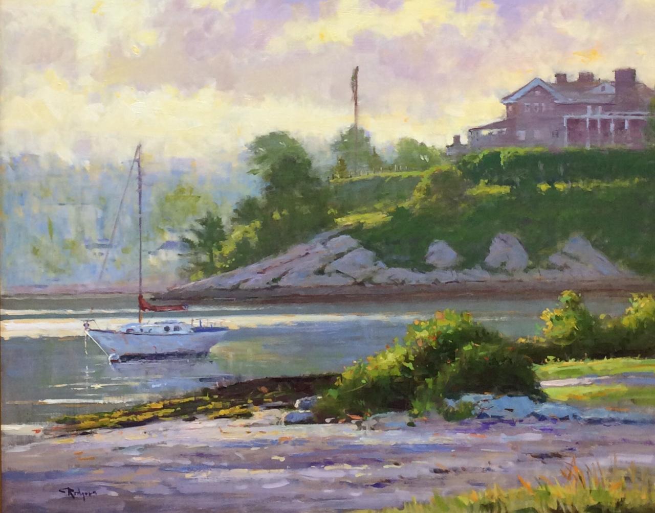 Abenduntergang, Newport, Original-Marinelandschaft – Painting von Jim Rodgers