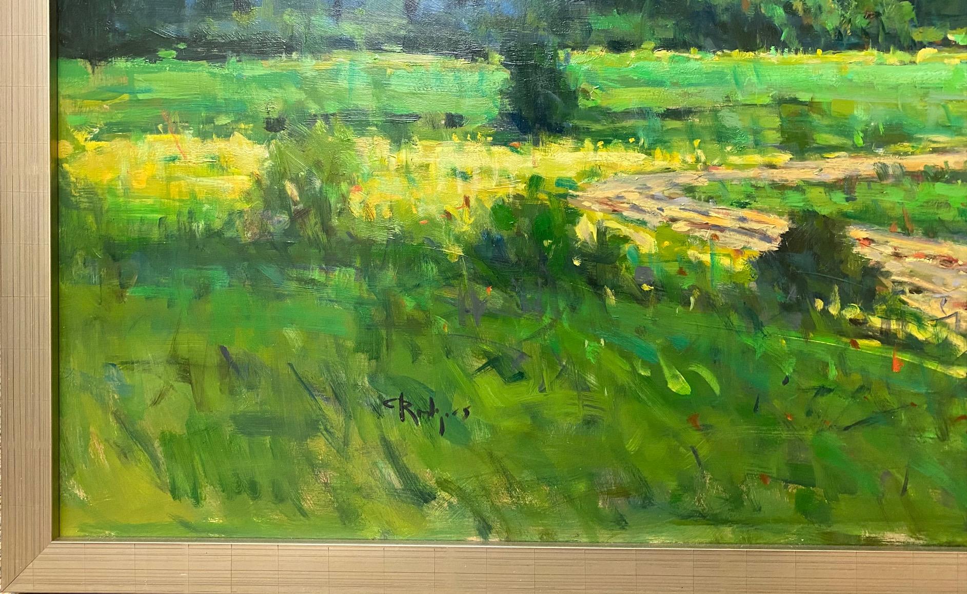 Les champs de Pietrasanta, paysage impressionniste italien original 36x48 en vente 5
