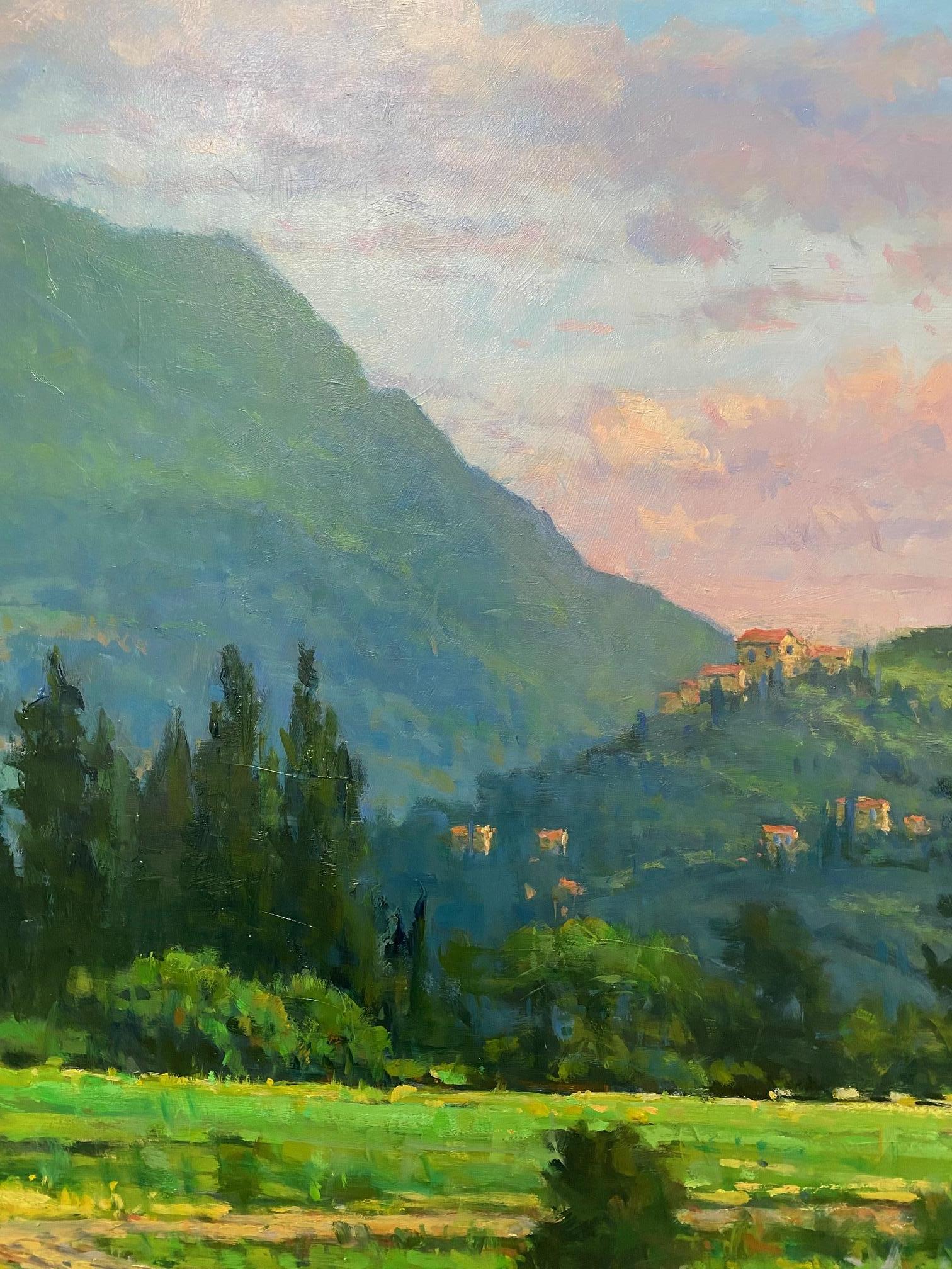 Les champs de Pietrasanta, paysage impressionniste italien original 36x48 en vente 1