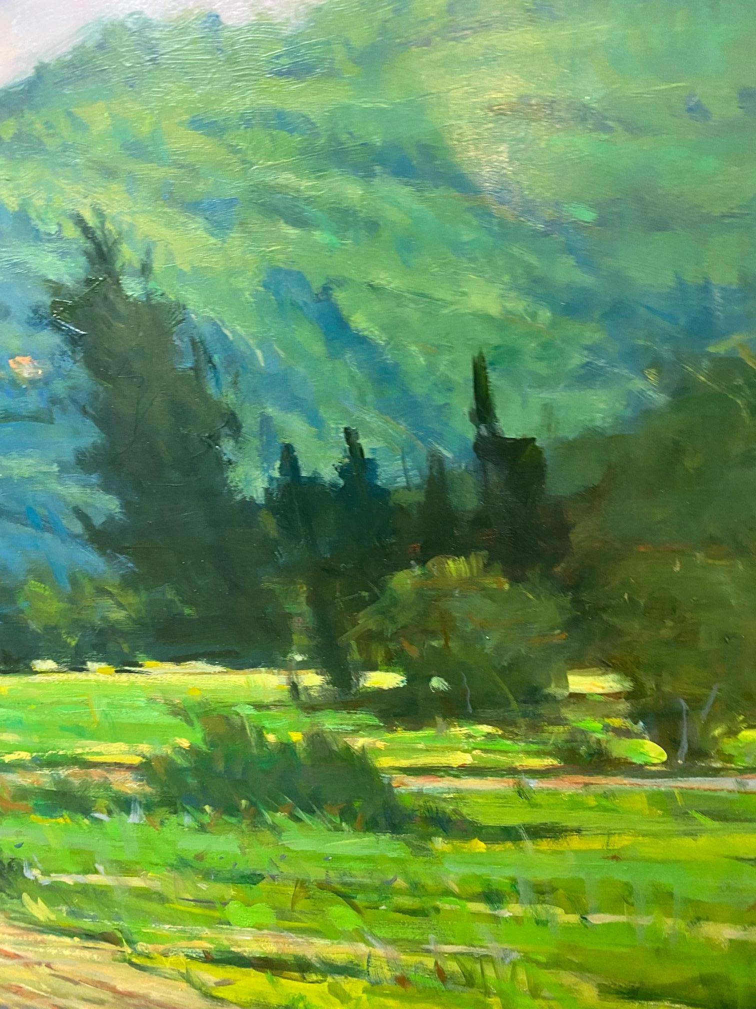 Les champs de Pietrasanta, paysage impressionniste italien original 36x48 en vente 4