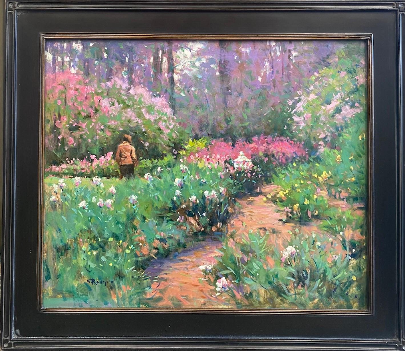 Jim Rodgers Landscape Painting – Forest at Winterthur Garden, original impressionistische Blumenlandschaft, 20x24