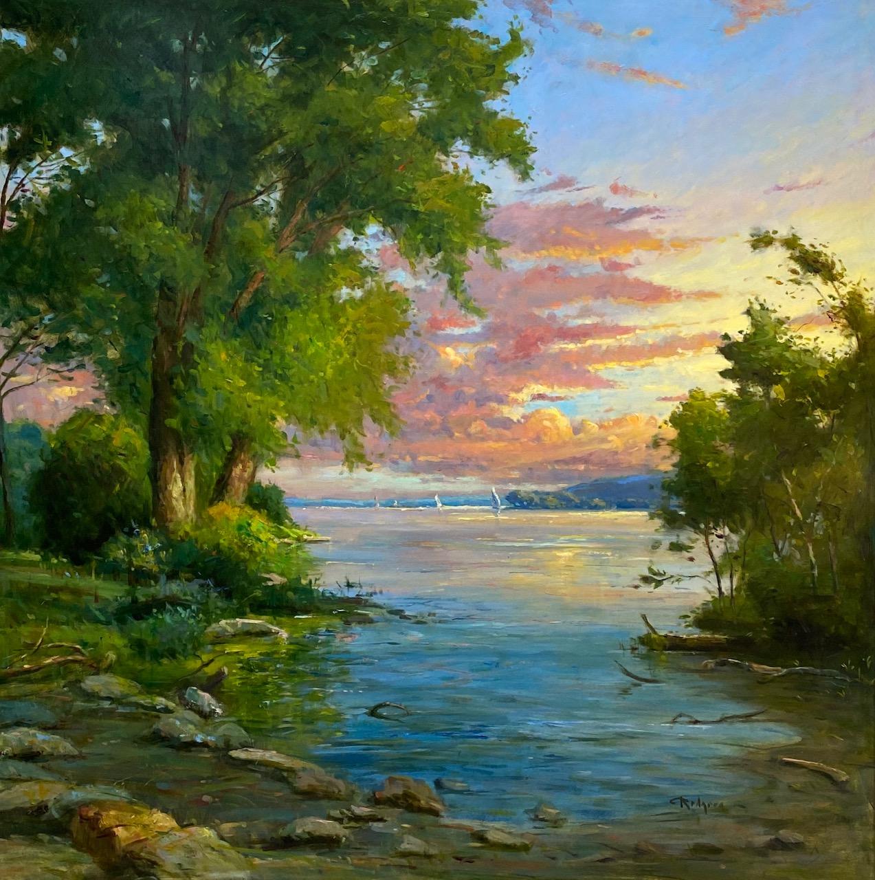 Glimpse aus dem Cove-Original, impressionistische Meereslandschaft im Format 36x36 – Painting von Jim Rodgers