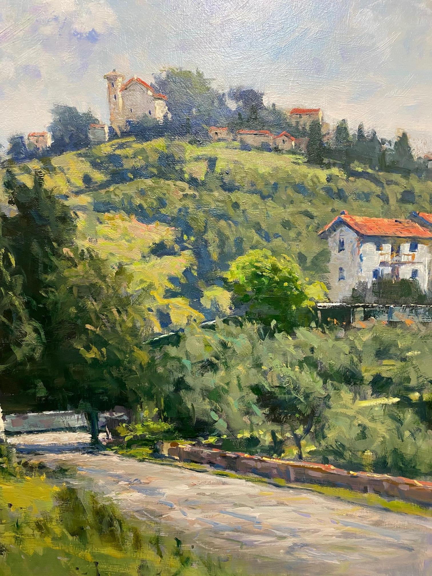 Hilltop Above Florence, original 24x20 Italian impressionist landscape For Sale 1