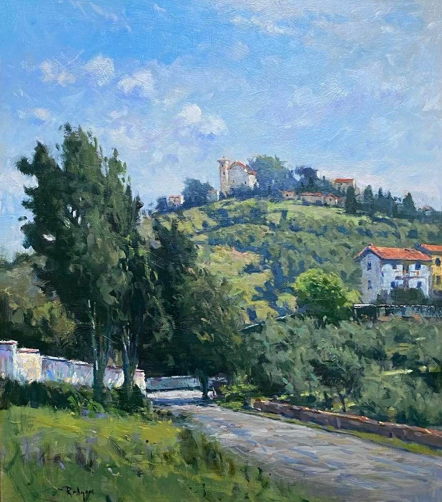Hilltop Above Florence, original 24x20 Italian impressionist landscape For Sale 2