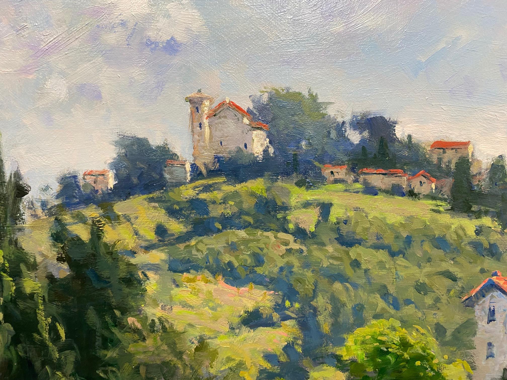 Hilltop Above Florence, original 24x20 Italian impressionist landscape For Sale 3
