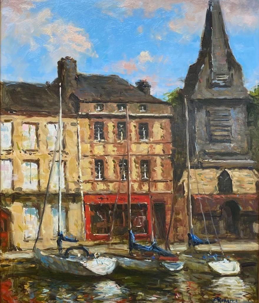 Honfleur, original 24x18 French impressionist marine landscape - Painting by Jim Rodgers