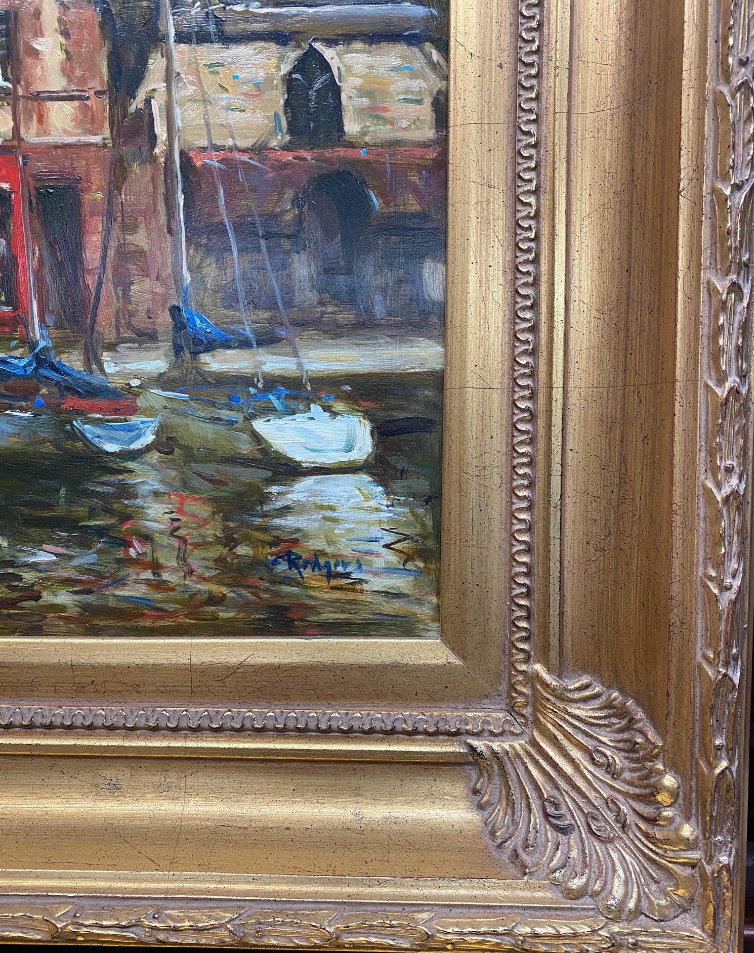 Honfleur, original 24x18 French impressionist marine landscape For Sale 1