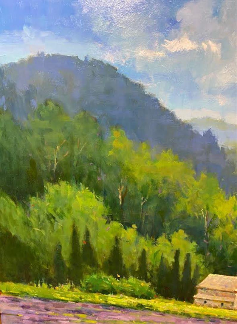Lavender in Gordes, original 30x40 French impressionist landscape For Sale 3