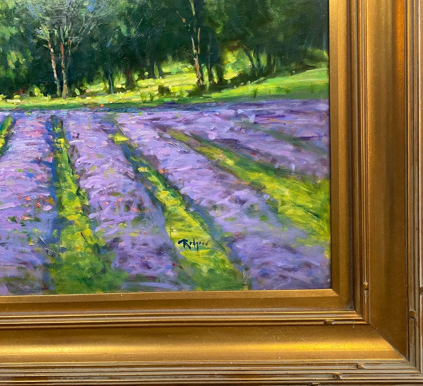 Lavender in Gordes, original 30x40 French impressionist landscape For Sale 4