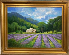 Lavender in Gordes, original 30x40 French impressionist landscape