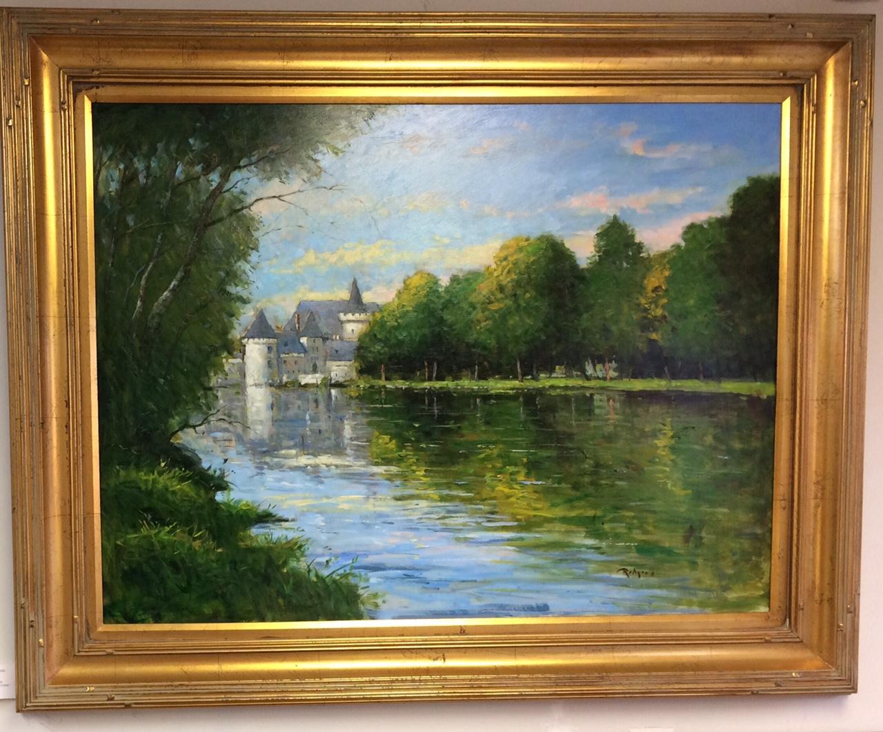 Jim Rodgers Landscape Painting - Loire Reflections, original 30x40 French impressionist landscape