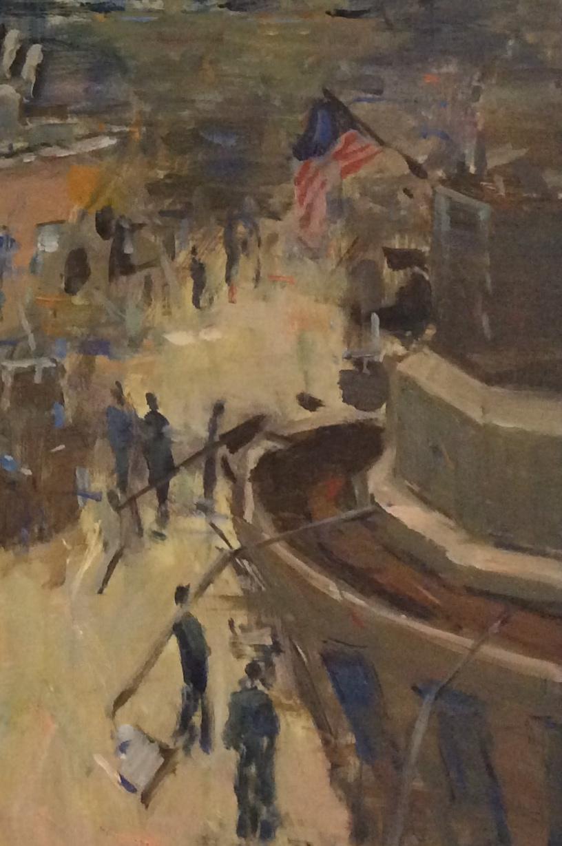 Market Makers, New York Stock Exchange, original impressionist landscape - Impressionist Painting by Jim Rodgers