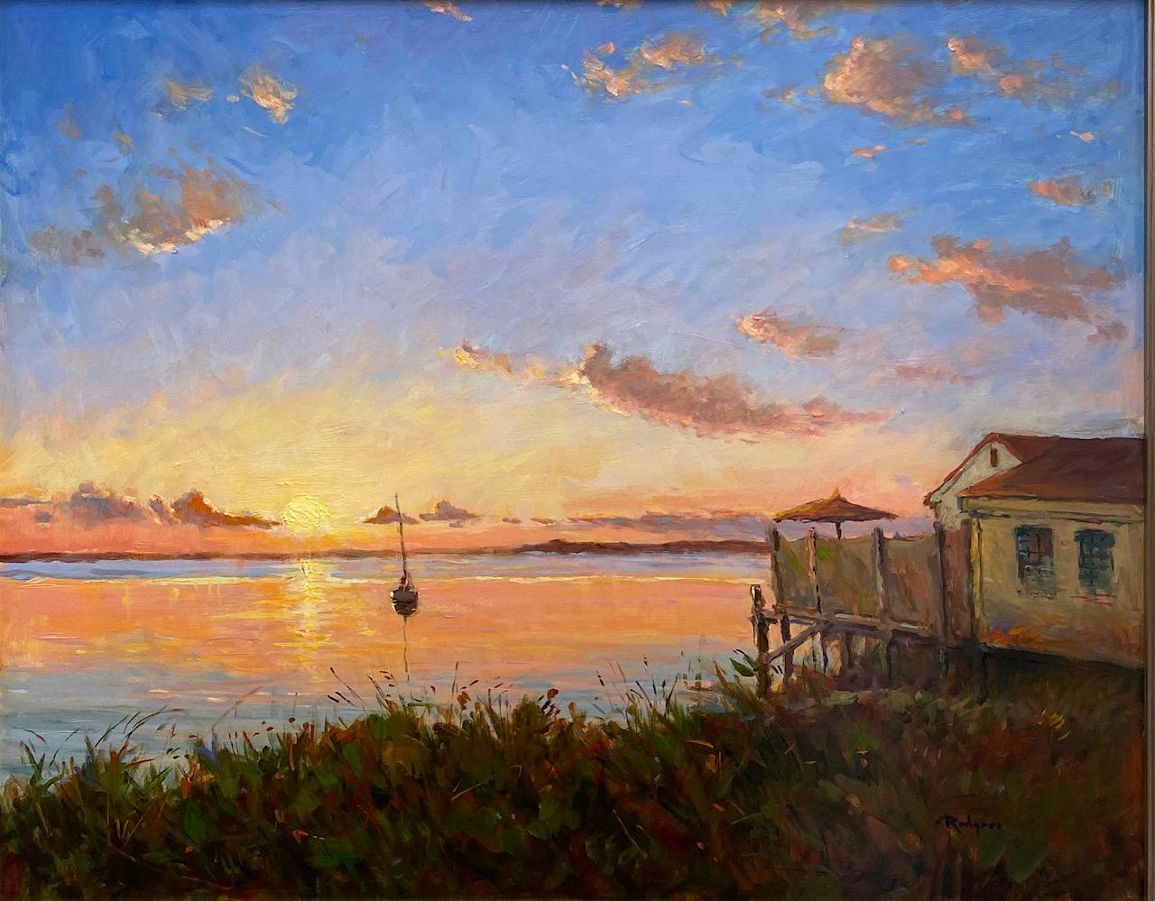 Morning in Chatham, original 24x30  impressionist marine landscape of Cape Cod - Painting by Jim Rodgers