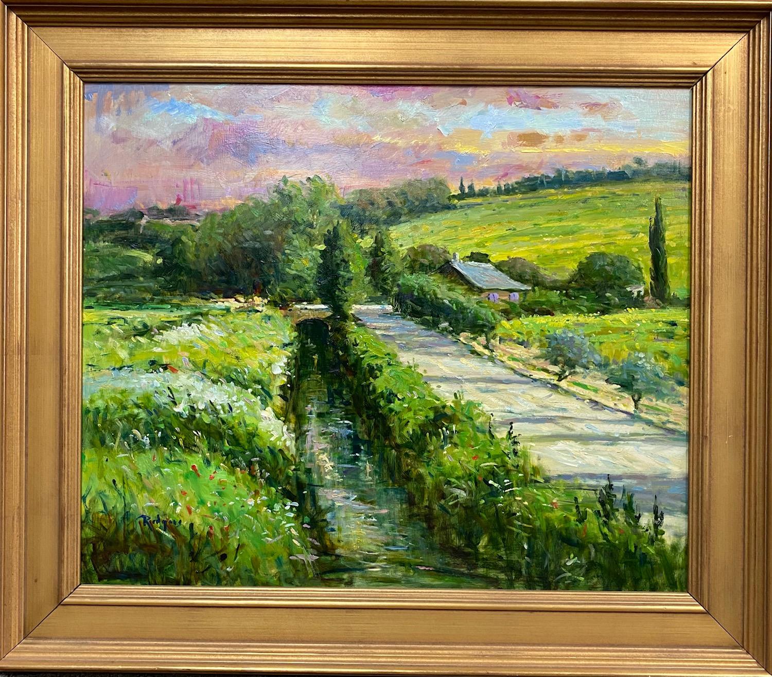 Jim Rodgers Landscape Painting - Morning Light in Chateauneuf du Pape, original French impressionist landscape
