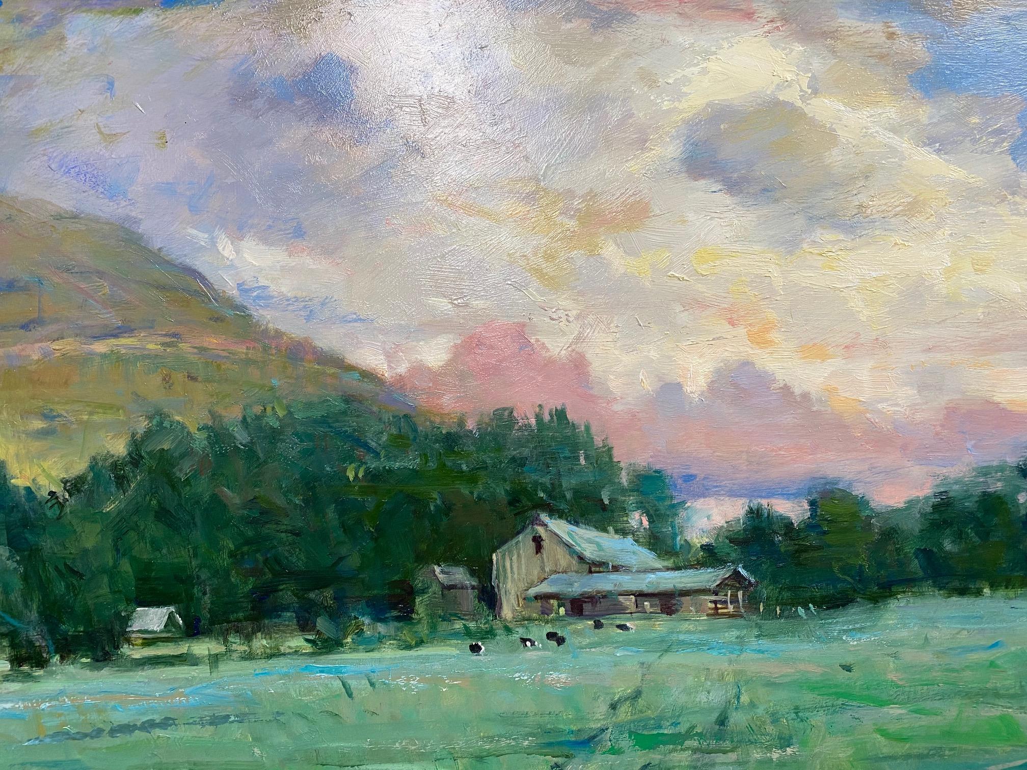 Morgen Pasture, 24x30 original impressionistische figurative Landschaft (Impressionismus), Painting, von Jim Rodgers