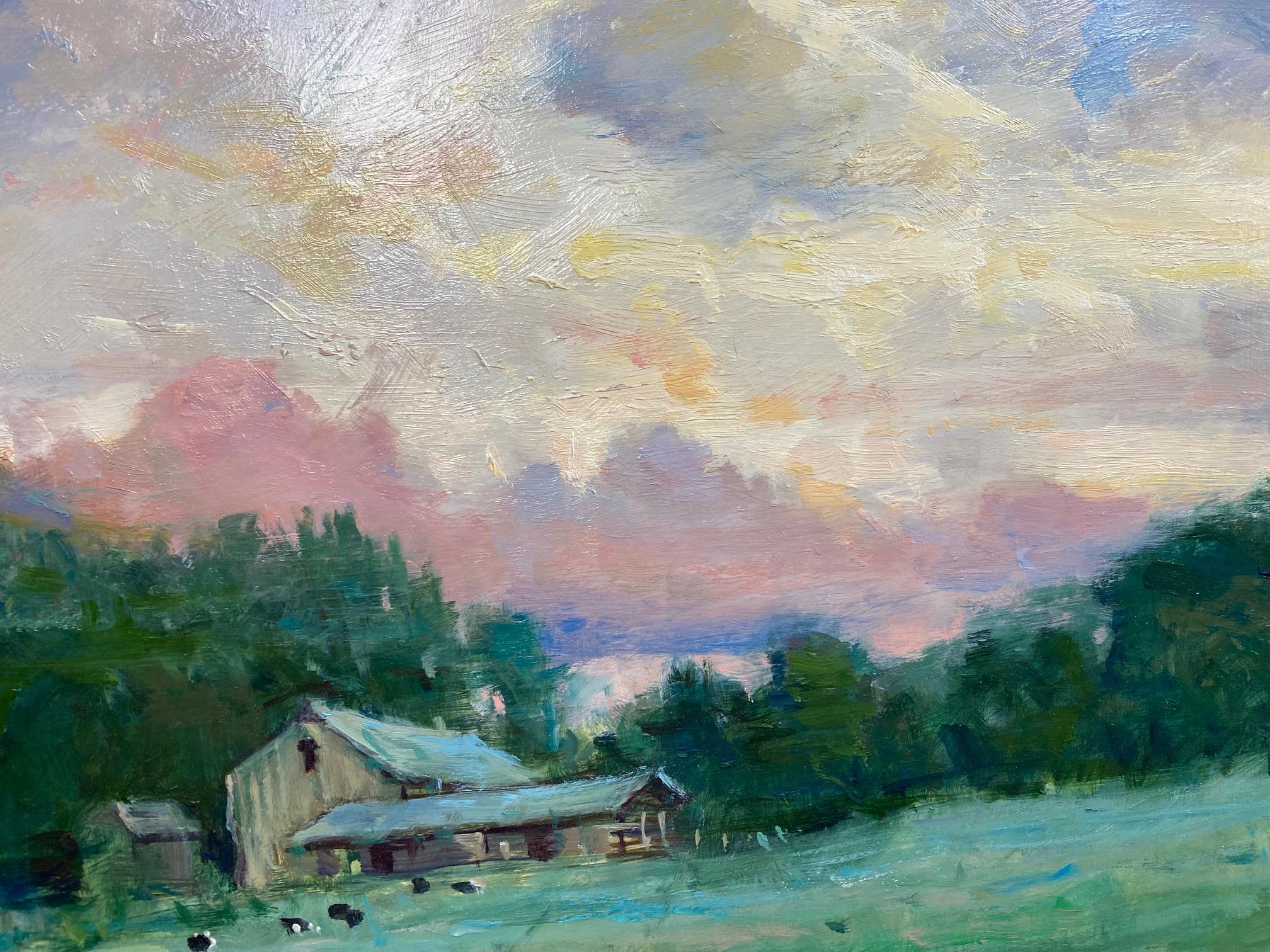 Morgen Pasture, 24x30 original impressionistische figurative Landschaft im Angebot 3