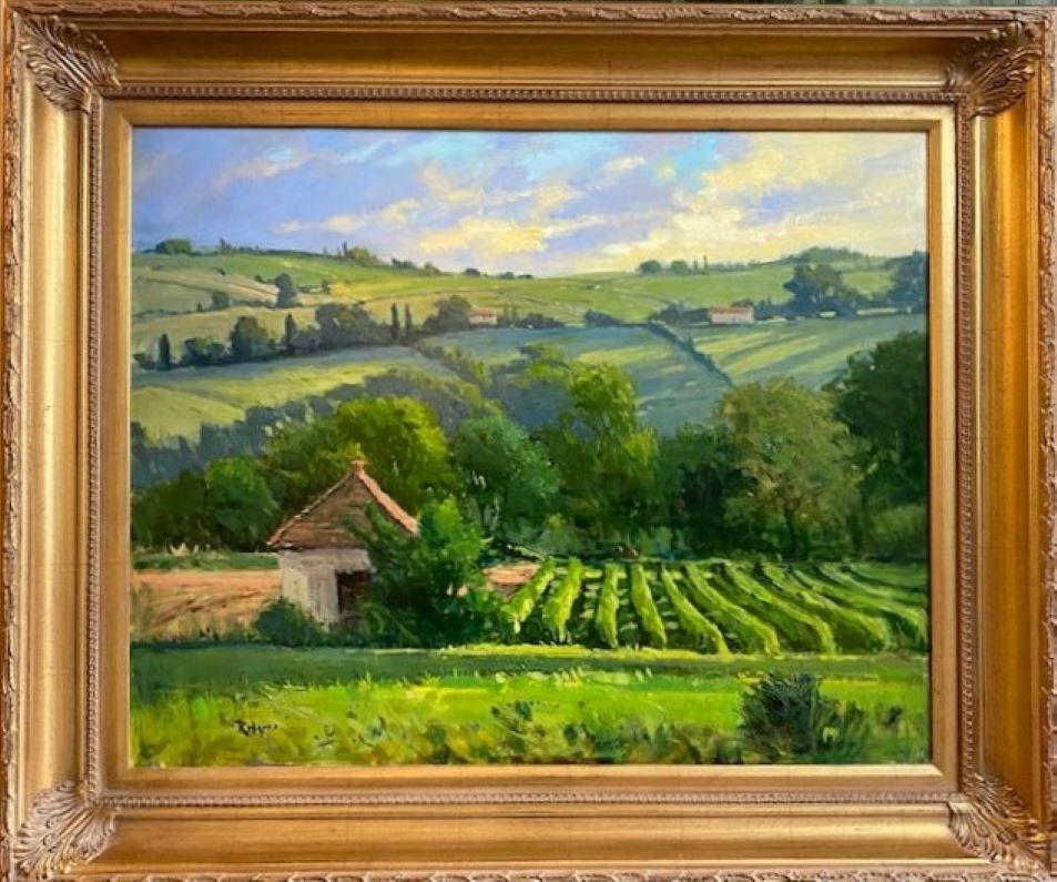 Jim Rodgers Landscape Painting - Morning Vineyard, Provence, original 24x30 French impressionist landscape