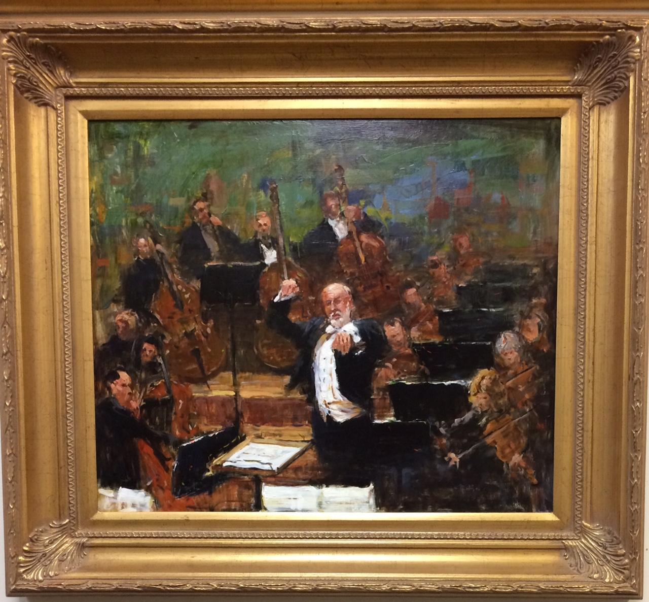 Jim Rodgers Figurative Painting - Orchestra Pit,  original impressionist, figurative oil painting