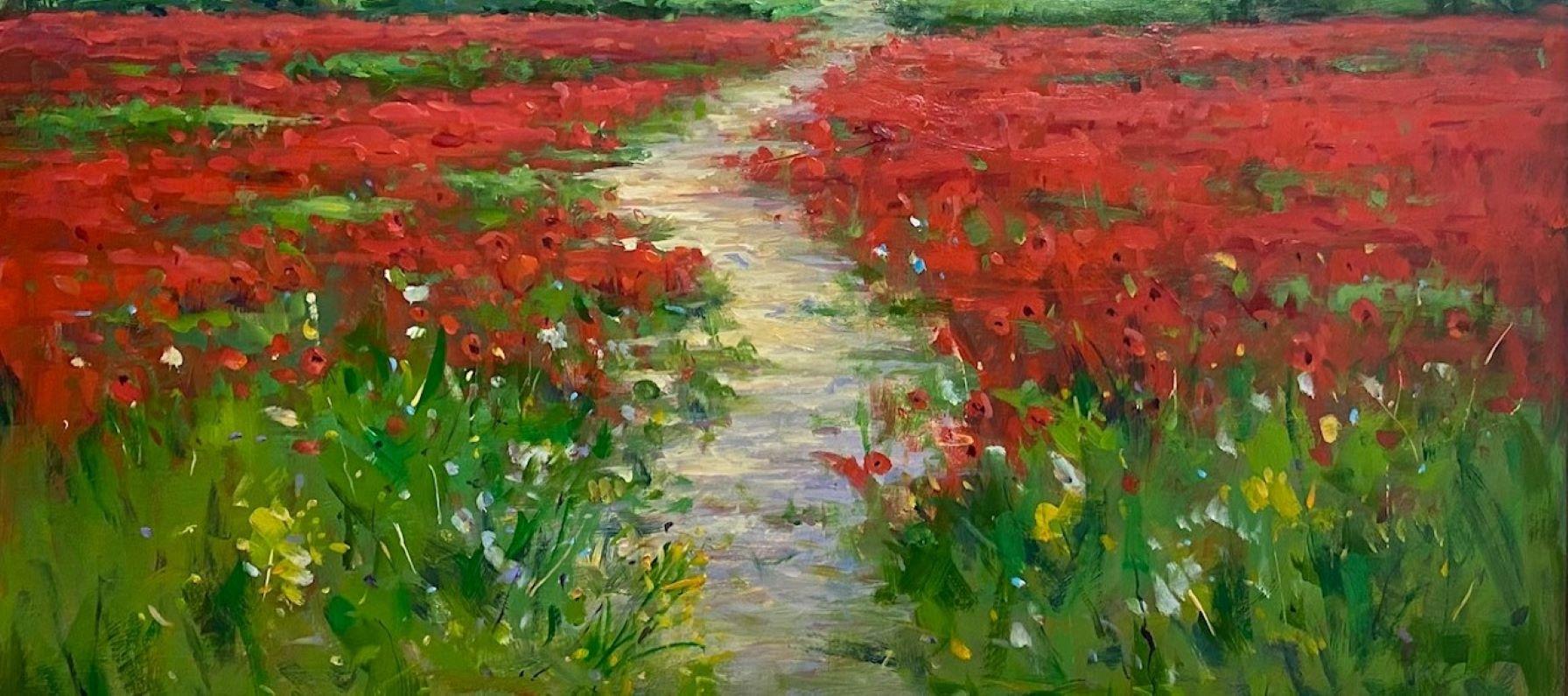 Poppies in Provence, original 24x30 French impressionist landscape For Sale 3