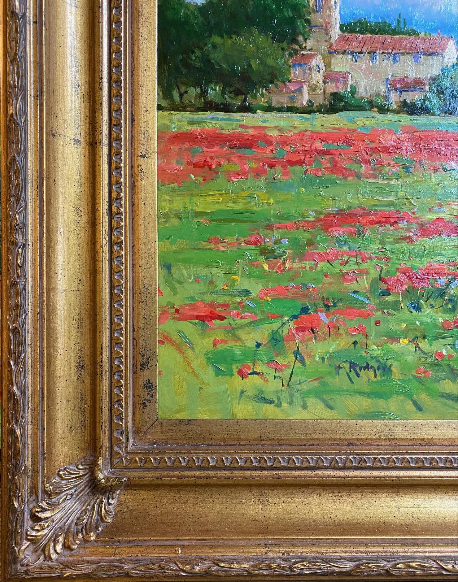 Poppies in the Luberon, original 24x30 French impressionist landscape 3