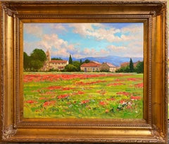 Poppies in the Luberon, original 24x30 French impressionist landscape