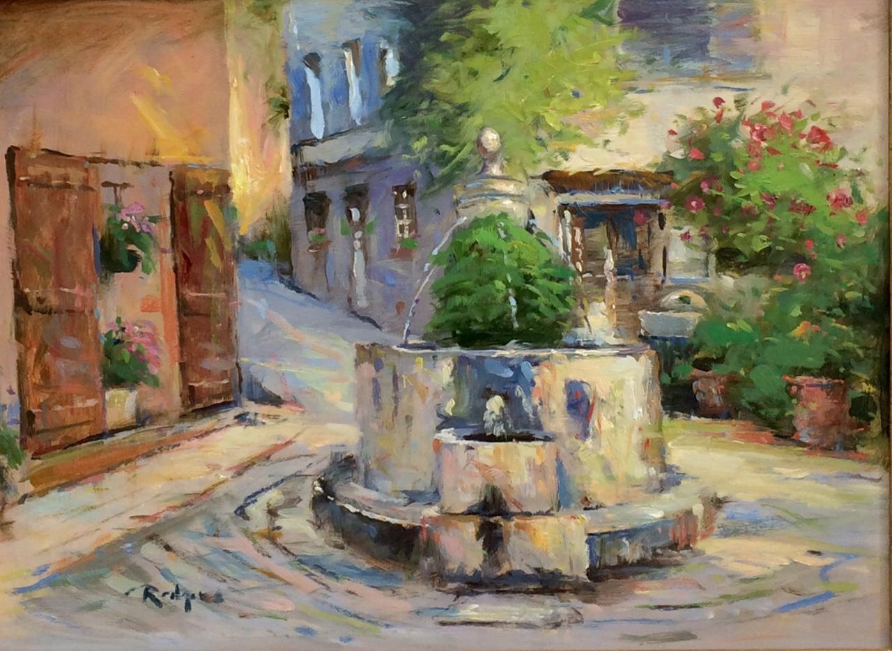 Provencal Light in Evening, original French impressionist landscape - Painting by Jim Rodgers