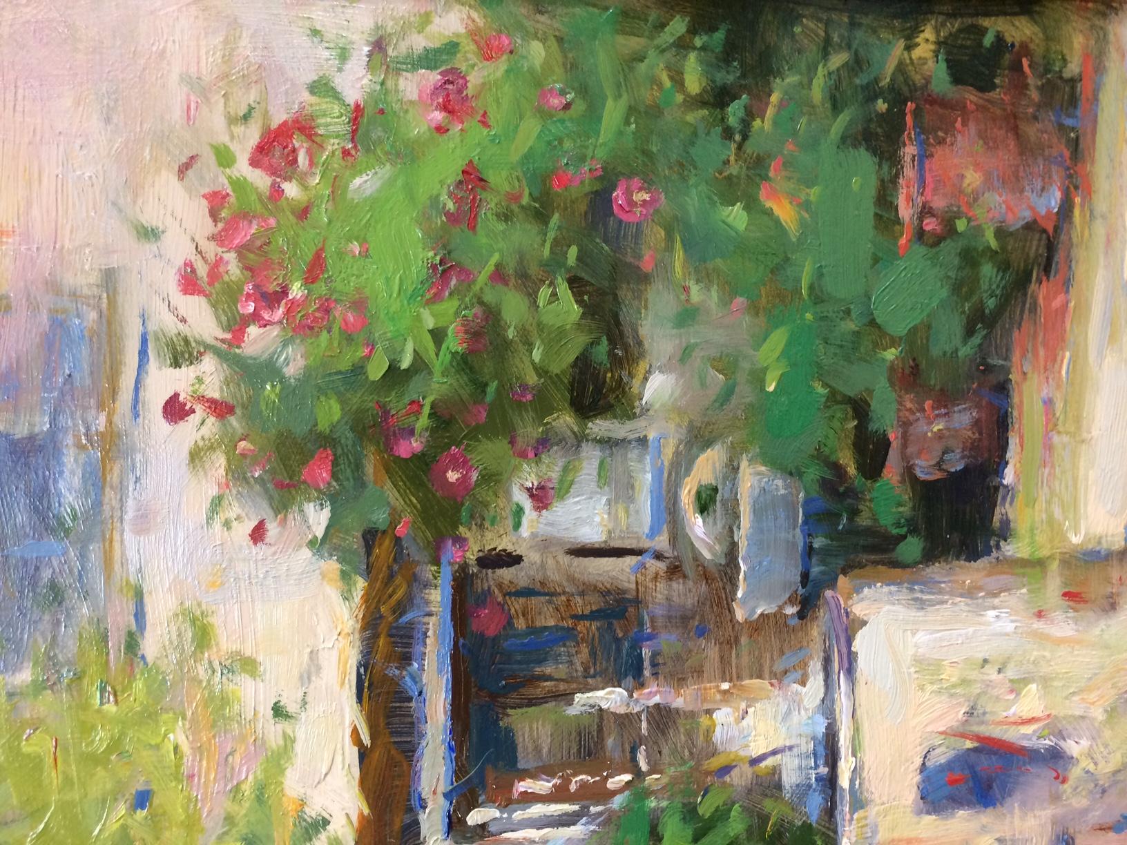 Provencal Light in Evening, original French impressionist landscape - Brown Landscape Painting by Jim Rodgers