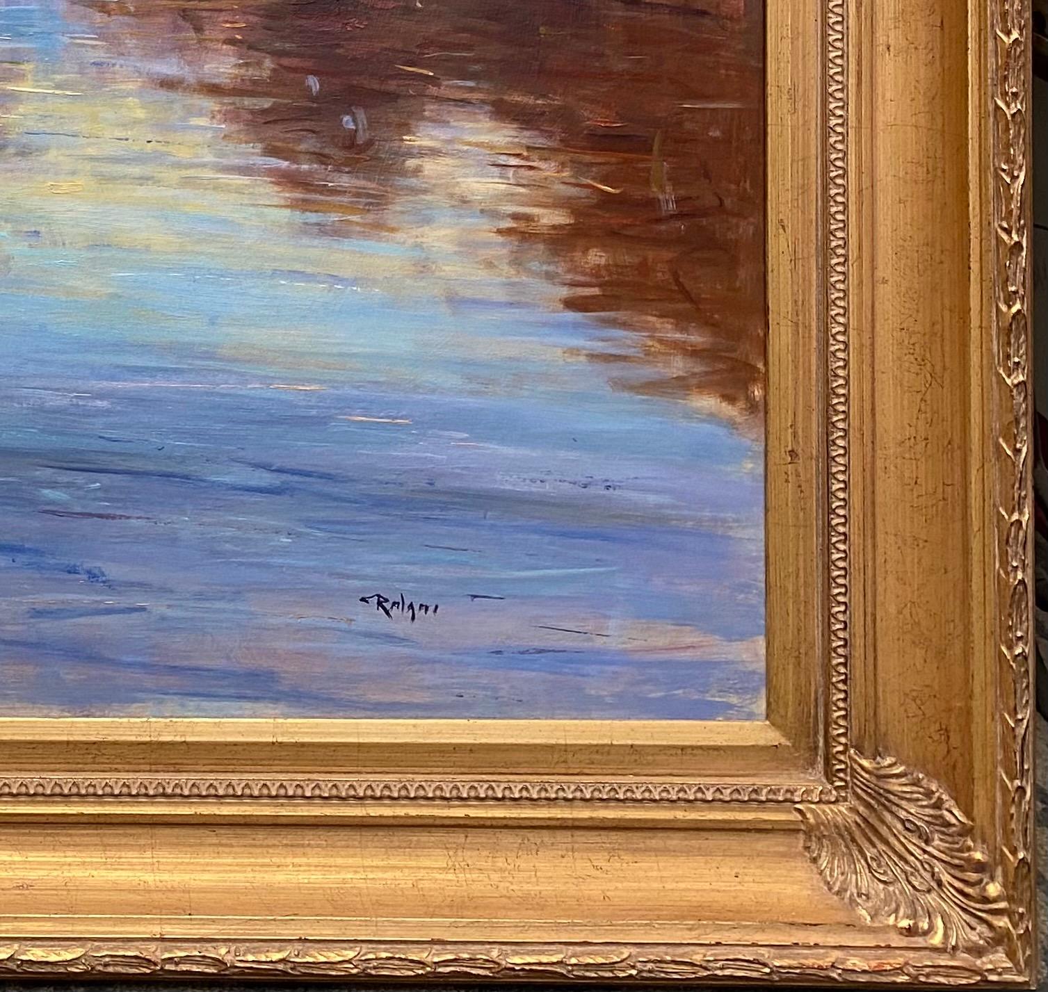 Velada tranquila, paisaje marino impresionista original de 30x40 en venta 2