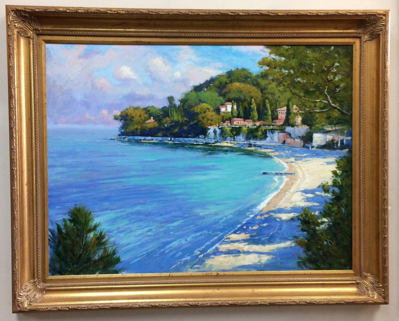 Jim Rodgers Landscape Painting – Sommer in Cap Ferrat, original 30x40 Französische impressionistische Meereslandschaft, Original