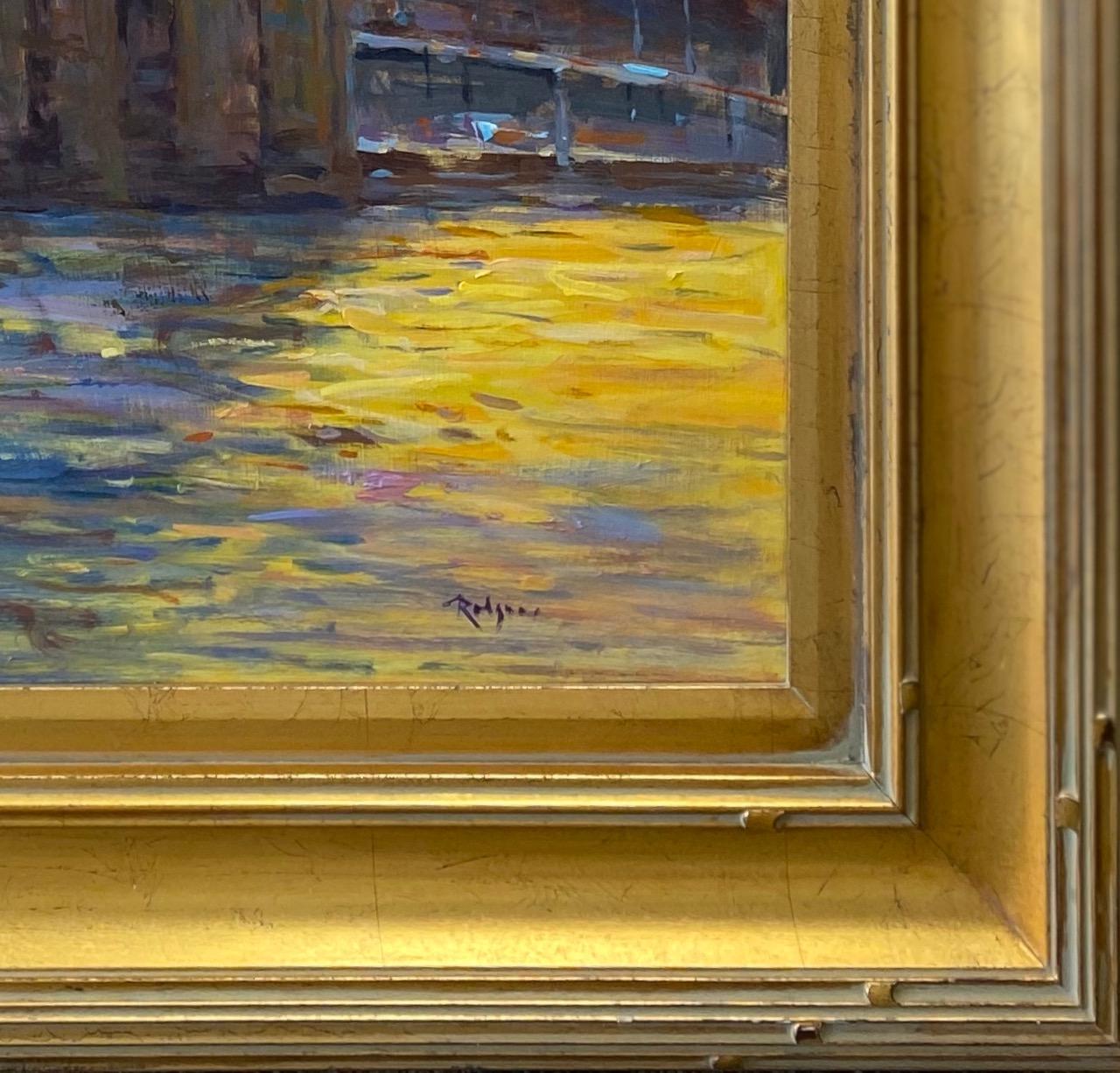 Sunset, Brooklyn Bridge, original 30x24 NYC impressionist landscape For Sale 1