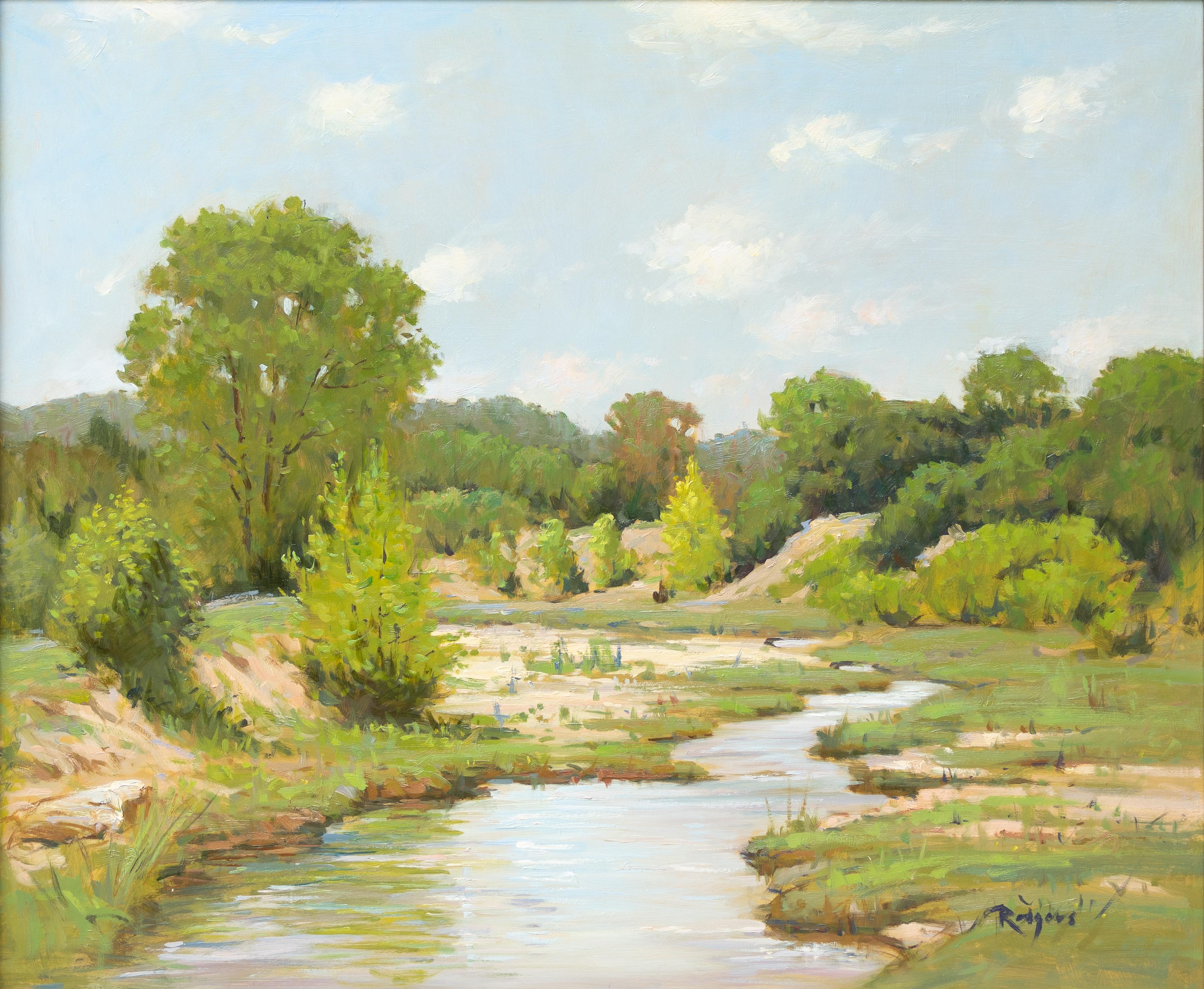 "Texas Creek" Paisaje Pastoral Verde de Verano