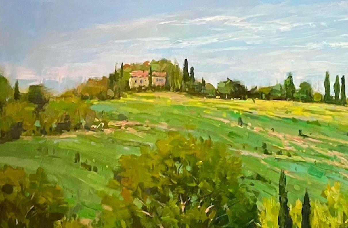 Tuscan Sunflowers, original 24x36 impressionist Italian landscape For Sale 2