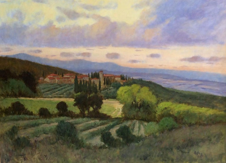 Tuscany, original 36x48 impressionist Italian landscape 1