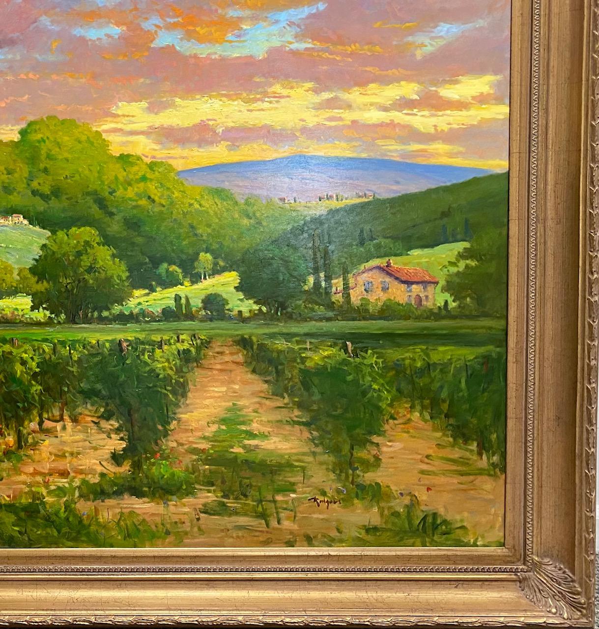 Vaucluse Vineyards, original 36x48 French impressionist vineyard landscape For Sale 2